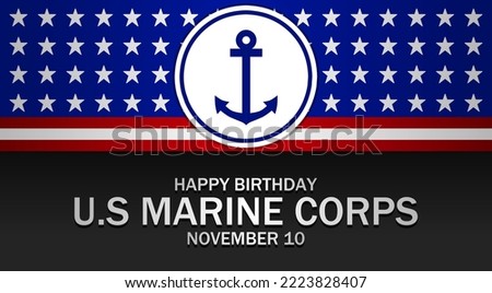 Happy birthday United States Marine corps theme. Vector illustration. Suitable for Poster, Banners, background and greeting card.