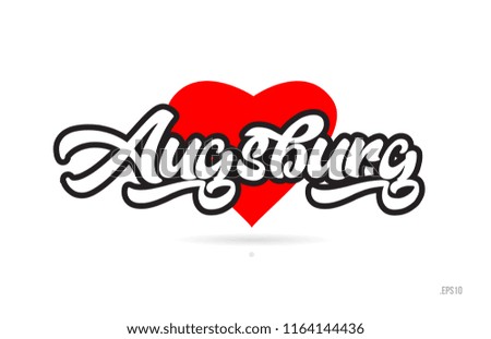 augsburg city text design with red heart typographic icon design suitable for touristic promotion