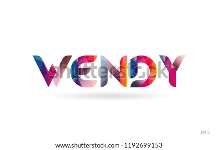 wendy colored rainbow word text suitable for card, brochure or typography logo design