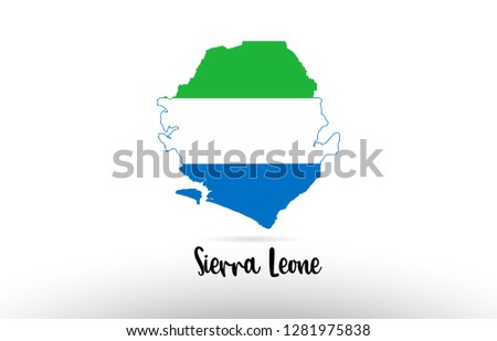 Sierra Leone country flag inside country border map design suitable for a logo icon design