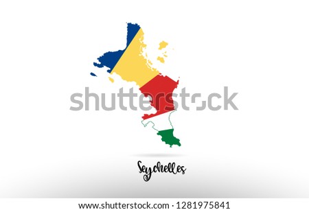 Seychelles country flag inside country border map design suitable for a logo icon design