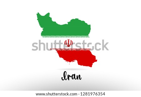 Iran country flag inside country border map design suitable for a logo icon design