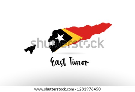 East Timor country flag inside country border map design suitable for a logo icon design