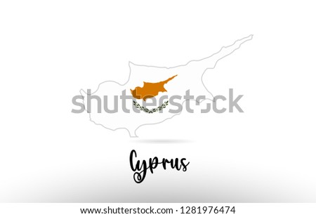 Cyprus country flag inside country border map design suitable for a logo icon design