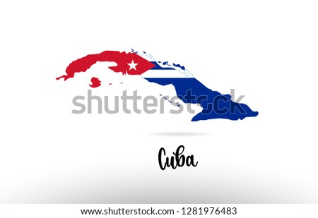 Cuba country flag inside country border map design suitable for a logo icon design