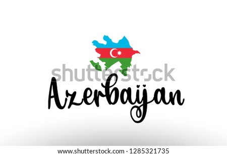 Azerbaijan country big text with flag inside map suitable for a logo icon design