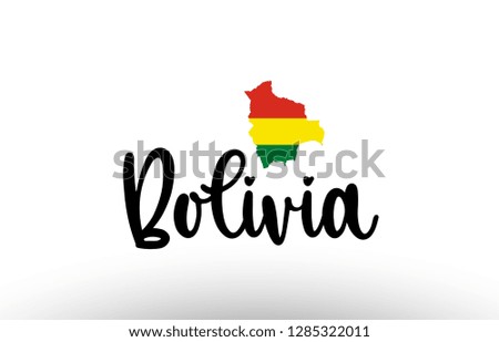 Bolivia country big text with flag inside map suitable for a logo icon design