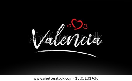 valencia city hand written text with red heart suitable for logo or typography design