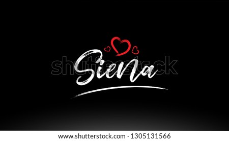 siena city hand written text with red heart suitable for logo or typography design