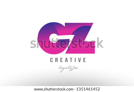 Design of alphabet letter logo combination cz c z with pink gradient color for a company or business Stok fotoğraf © 