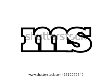 Connected or joined ms m s black alphabet letter combination suitable as a logo icon design for a company or business