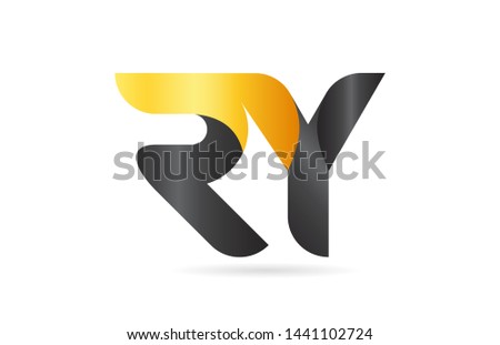 joined or connected RY R Y yellow black alphabet letter logo combination suitable as an icon design for a company or business Stok fotoğraf © 