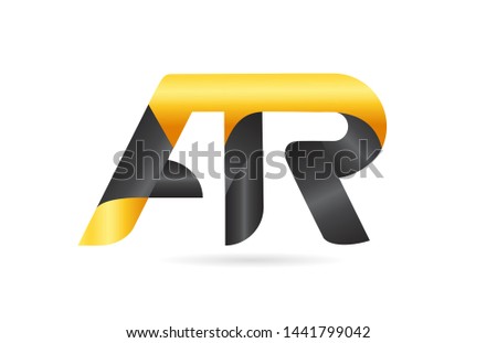 joined or connected 3 letter combination ATR A T R yellow black logo design alphabet suitable as an icon design for a company or business