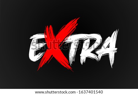red white black extra grunge word text for typography icon logo design. Hand drawning brush stroke
