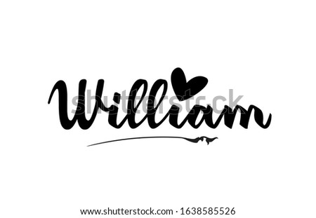 William name text word with love heart hand written for logo typography design template. Can be used for a business logotype