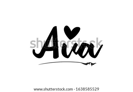 Ava name text word with love heart hand written for logo typography design template. Can be used for a business logotype