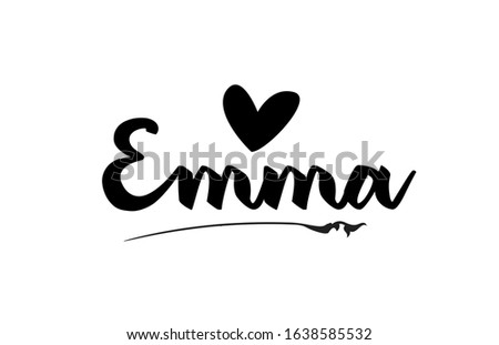 Emma name text word with love heart hand written for logo typography design template. Can be used for a business logotype