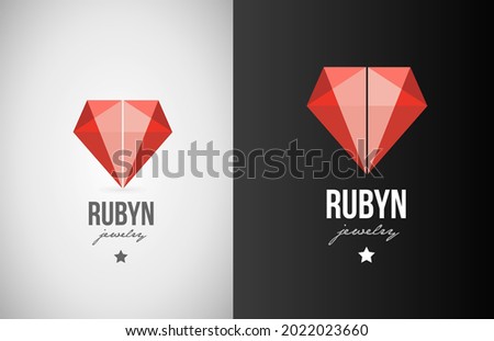 Ruby or diamond shape logo icon for company and business. Jewelry template for creative design