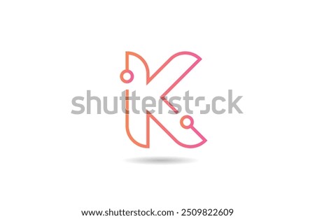 pink line K letter alphabet logo icon design suitable for a technology business or company