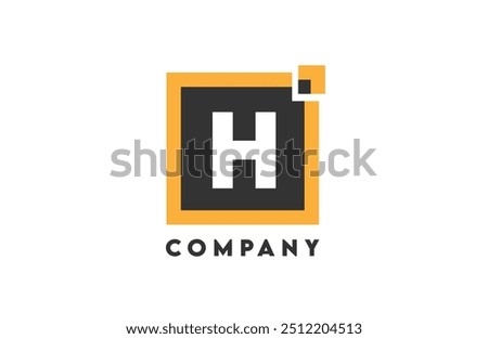 yellow black square H corporate letter alphabet logo icon design suitable for a business or company