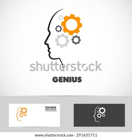 Vector company logo icon element template of gear concept working mind genius intelligent