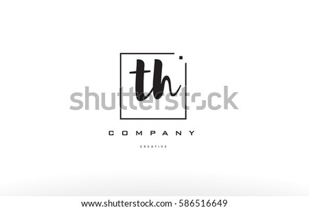 th t h hand writing written black white alphabet company letter logo square background small lowercase design creative vector icon template th t h