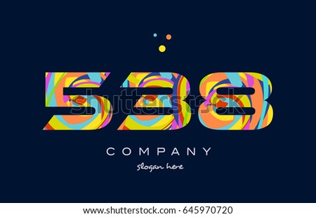 538 number digit numeral logo colored colorful rainbow acrylic modern creative vector icon design template
