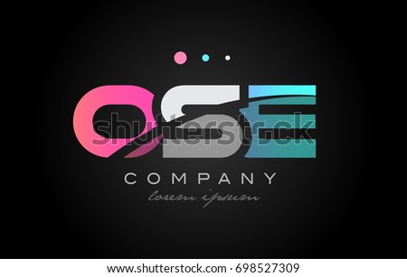 OSE o s e three 3 letter logo combination alphabet vector creative company icon design template modern  pink blue white grey