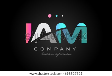 IAM i a m three 3 letter logo combination alphabet vector creative company icon design template modern  pink blue white grey