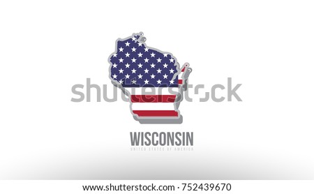 Vector illustration of wisconsin county state with US united states flag as a texture suitable for a map logo or design purposes