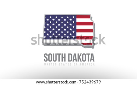 Vector illustration of south dakota county state with US united states flag as a texture suitable for a map logo or design purposes