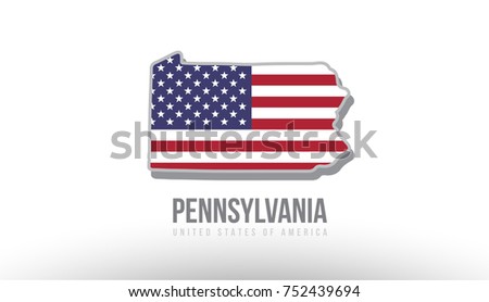 Vector illustration of pennsylvania county state with US united states flag as a texture suitable for a map logo or design purposes