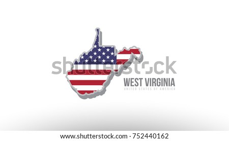 Vector illustration of west virginia county state with US united states flag as a texture suitable for a map logo or design purposes