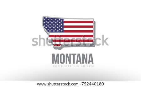 Vector illustration of montana county state with US united states flag as a texture suitable for a map logo or design purposes