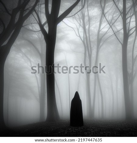 Similar – Image, Stock Photo shadowy figure on a nocturnal meadow by moonlight