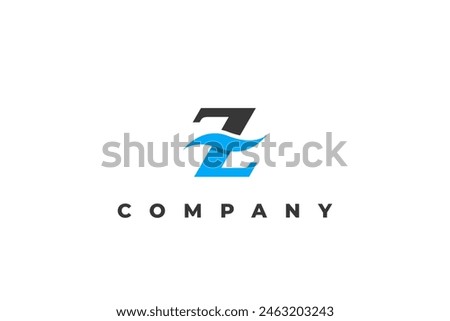 z wave blue abstract business logo