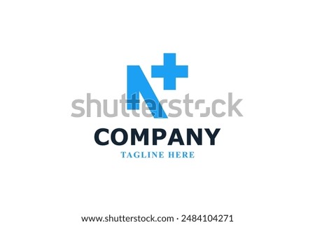 letter n plus medical or hospital logo