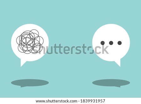 Bad communication speech bubble sign. Problem resolve control. Don’t understand. Communicate not clear. Business concept flat vector illustration.