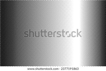 Vertical left and right gradient halftone dotted ratio 70-30 background. Dots texture banner template. Texture overlay grunge distress linear. Black and white duotone faded effect layout. illustration