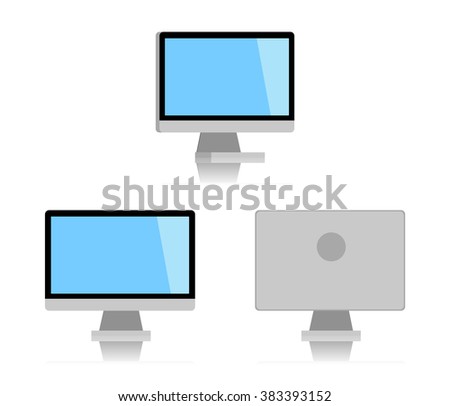 Minimal Desktop pc computer isolated on white background. Flat design for business marketing advertisement office people life stock fund commercial background in minimal concept cartoon illustration.