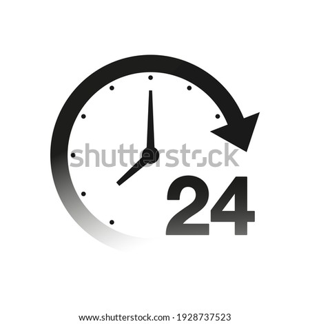 24 hour support icon illustration isolated on white. Customer service concept.