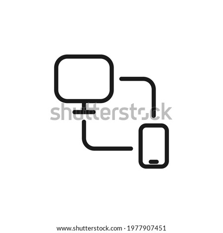 Data transfer between computer and smartphone. Multi device synch and file sharing icon for web and mobile UI design.