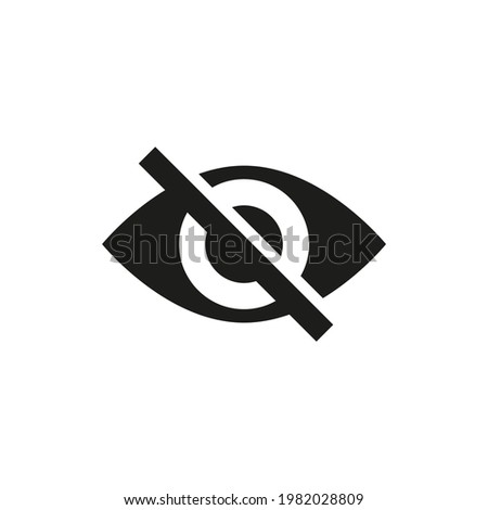 No view, not visible icon. Eye with cross sign. Forbidden to watch symbol. Usage for web and mobile app design.