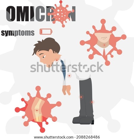 Omicron is a variant of COVID. New strain of coronavirus. Vector symbol of mutated virus symptoms.