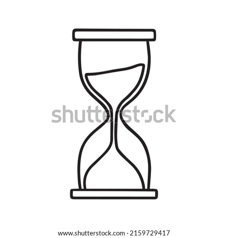 Hand drawn vintage hourglass. Doodle sketch style.  Vector illustration isolated on white background.
