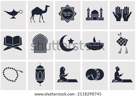 Popular Islamic. Ramadan Kareem elements set icon symbol template for graphic and web design collection logo vector illustration