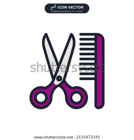 cutting dogs and other pets. scissors and comb icon symbol template for graphic and web design collection logo vector illustration