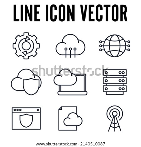 hosting and cloud computing networks set icon symbol template for graphic and web design collection logo vector illustration