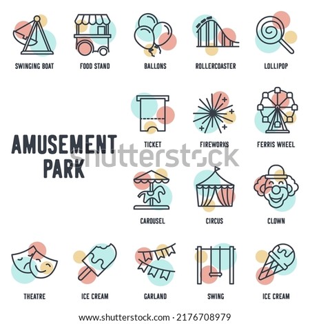 Amusement Park set icon symbol template for graphic and web design collection logo vector illustration