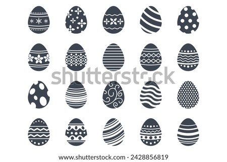 Easter eggs, Easter day festival icon set, ostern egg icons with decoration patterns symbols collection, logo isolated vector illustration